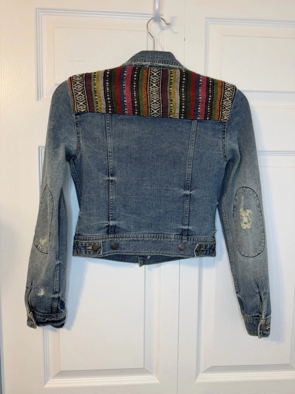 Free People Denim Jacket with Multicolor embroidered Panels - Picture 6 of 12